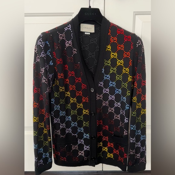 Gucci Rainbow Embellished Oversized Cardigan Unisex - Picture 3 of 6